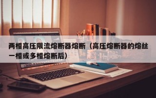 两相高压限流熔断器熔断（高压熔断器的熔丝一相或多相熔断后）